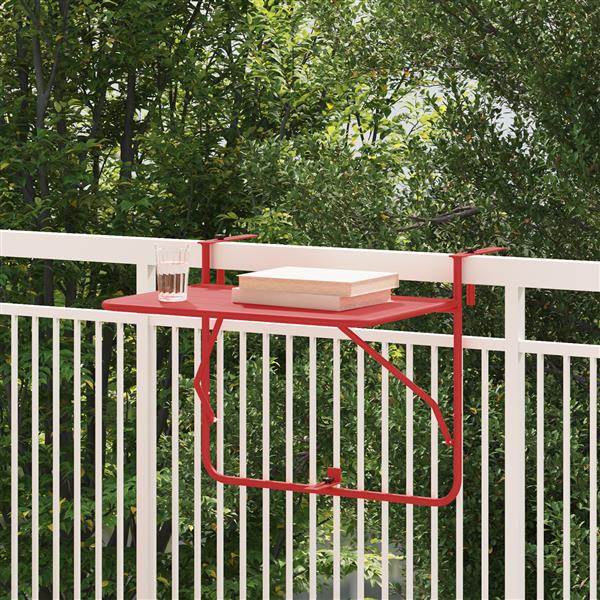 Grote foto vidaxl balkontafel hangend inklapbaar 60x40 cm staal rood tuin en terras tuinmeubelen