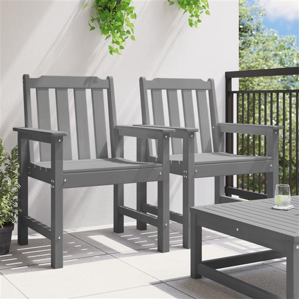 Grote foto vidaxl ligbedden 2 stuks lichtgrijs hdpe tuin en terras tuinmeubelen