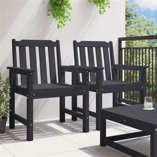 Grote foto vidaxl tuinstoelen 2 stuks zwart hdpe tuin en terras tuinmeubelen