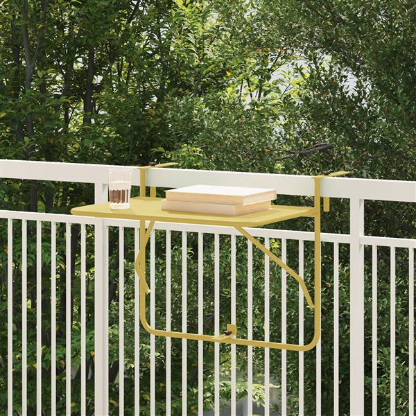 Grote foto vidaxl balkontafel hangend inklapbaar 60x40 cm staal goudkleurig tuin en terras tuinmeubelen