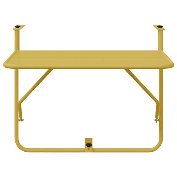 Grote foto vidaxl balkontafel hangend inklapbaar 60x40 cm staal goudkleurig tuin en terras tuinmeubelen