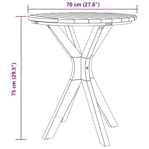 Grote foto vidaxl tuin bistro tafel 70x75 cm van massief teakhout tuin en terras tuinmeubelen