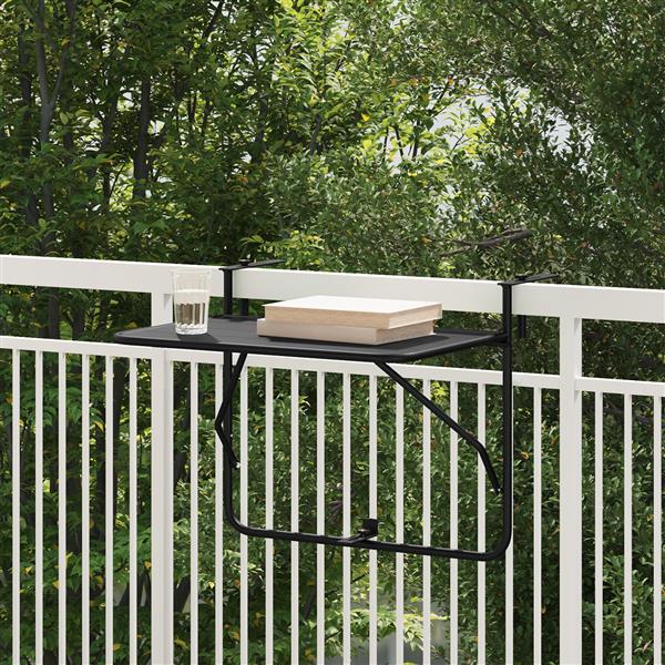 Grote foto vidaxl balkontafel hangend inklapbaar 60x40 cm staal zwart tuin en terras tuinmeubelen