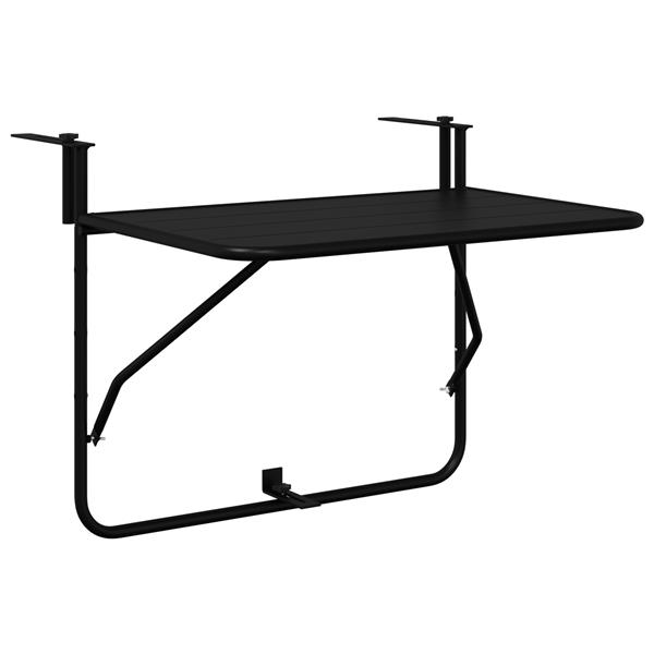 Grote foto vidaxl balkontafel hangend inklapbaar 60x40 cm staal zwart tuin en terras tuinmeubelen