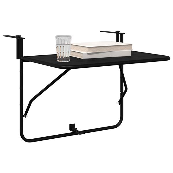 Grote foto vidaxl balkontafel hangend inklapbaar 60x40 cm staal zwart tuin en terras tuinmeubelen