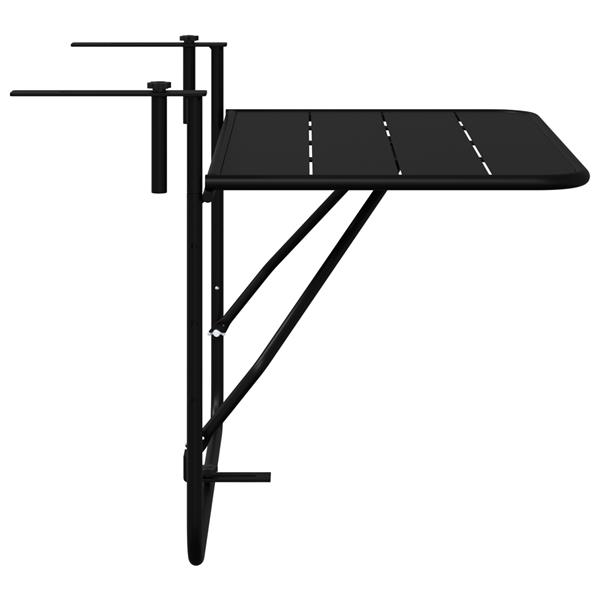 Grote foto vidaxl balkontafel hangend inklapbaar 60x40 cm staal zwart tuin en terras tuinmeubelen