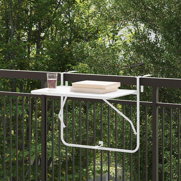 Grote foto vidaxl balkontafel hangend inklapbaar 60x40 cm staal wit tuin en terras tuinmeubelen