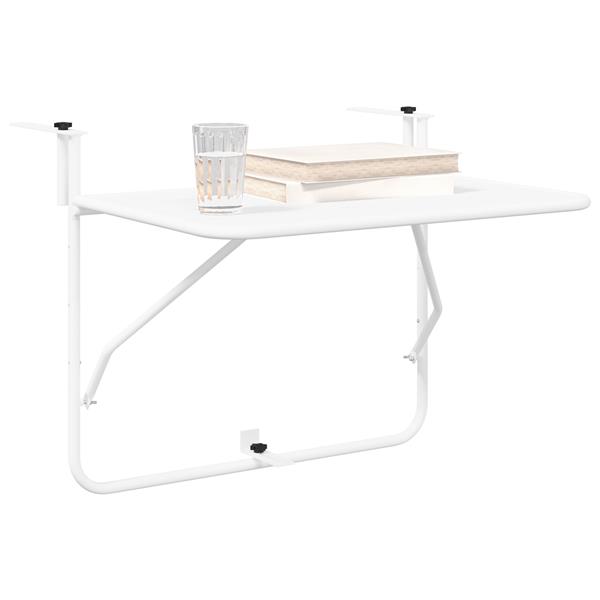 Grote foto vidaxl balkontafel hangend inklapbaar 60x40 cm staal wit tuin en terras tuinmeubelen