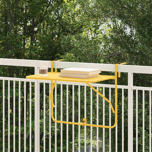 Grote foto vidaxl balkontafel hangend inklapbaar 60x40 cm staal mosterdgeel tuin en terras tuinmeubelen