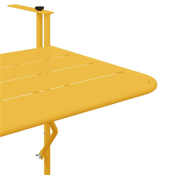 Grote foto vidaxl balkontafel hangend inklapbaar 60x40 cm staal mosterdgeel tuin en terras tuinmeubelen