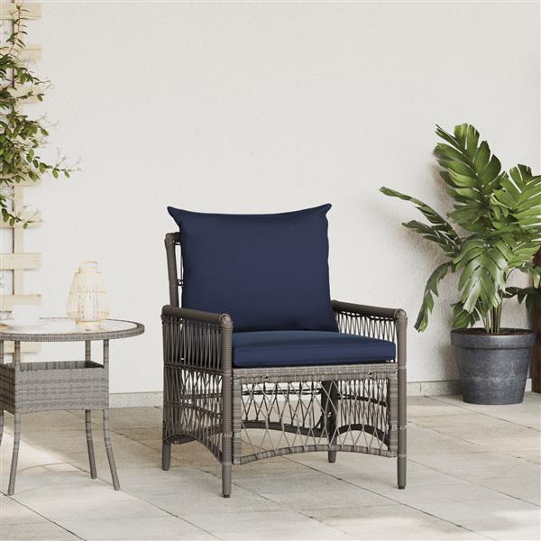 Grote foto vidaxl ligbed met kussens grijs 60x70x78 cm poly rattan tuin en terras tuinmeubelen