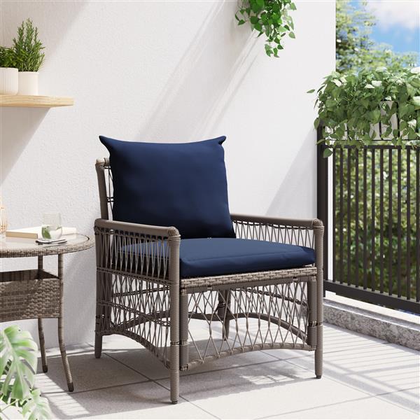 Grote foto vidaxl ligbed met kussens grijs 60x70x78 cm poly rattan tuin en terras tuinmeubelen