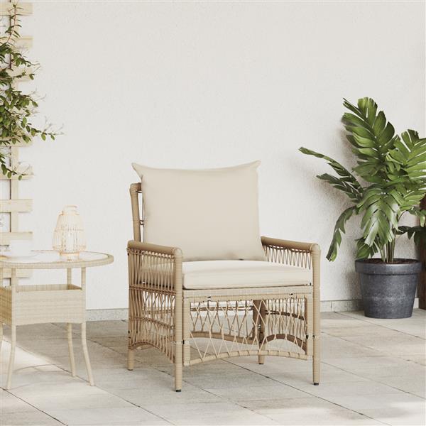 Grote foto vidaxl ligbed met kussens beige 60x70x78 cm poly rattan tuin en terras tuinmeubelen