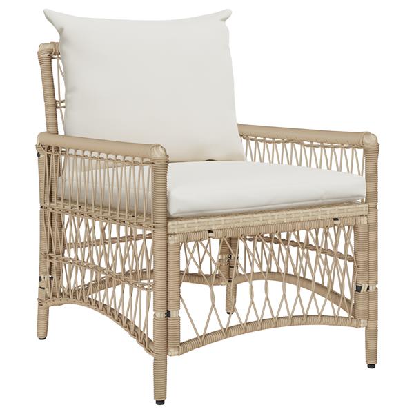Grote foto vidaxl ligbed met kussens beige 60x70x78 cm poly rattan tuin en terras tuinmeubelen