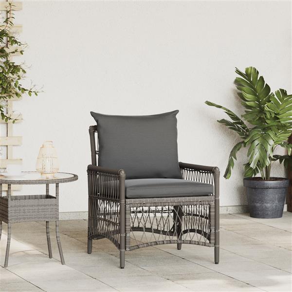 Grote foto vidaxl ligbed met kussens grijs poly rattan tuin en terras tuinmeubelen