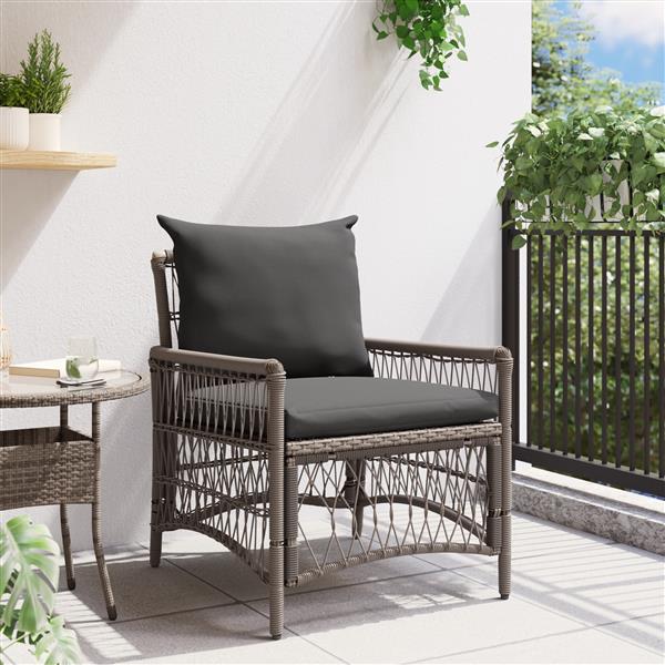 Grote foto vidaxl ligbed met kussens grijs poly rattan tuin en terras tuinmeubelen