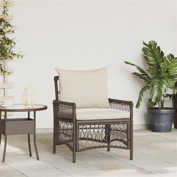 Grote foto vidaxl ligbed met kussens bruin 60x70x78 cm poly rattan tuin en terras tuinmeubelen