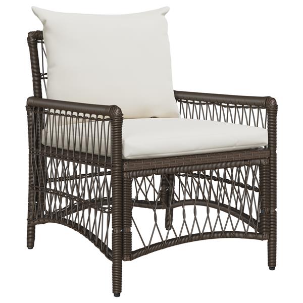 Grote foto vidaxl ligbed met kussens bruin 60x70x78 cm poly rattan tuin en terras tuinmeubelen