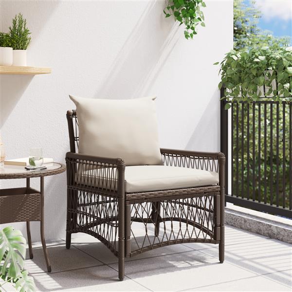 Grote foto vidaxl ligbed met kussens bruin 60x70x78 cm poly rattan tuin en terras tuinmeubelen