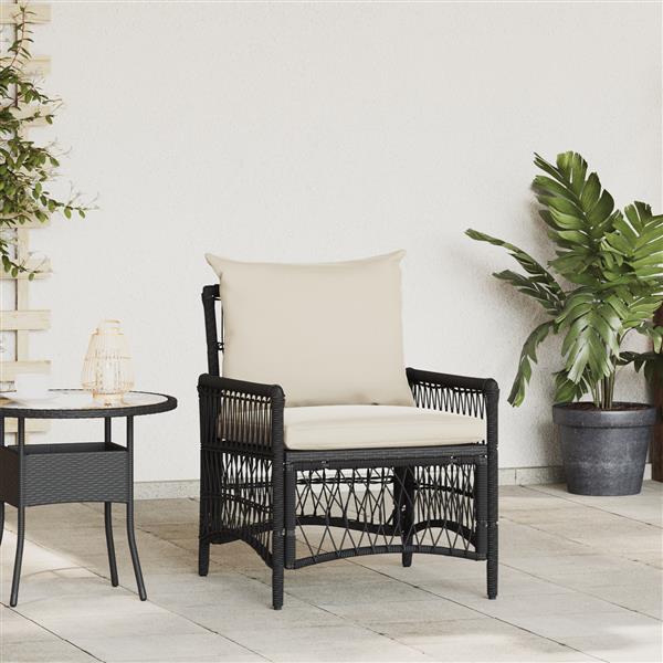 Grote foto vidaxl ligbed met kussens zwart 60x70x78 cm poly riet tuin en terras tuinmeubelen