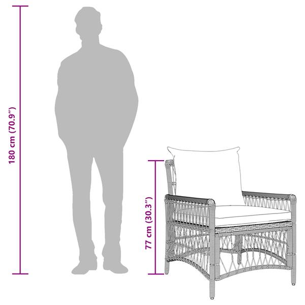 Grote foto vidaxl ligbed met kussens zwart 60x70x78 cm poly riet tuin en terras tuinmeubelen