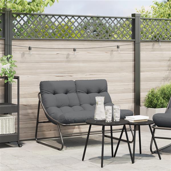 Grote foto vidaxl tuinbank met kussen zwart 110x80x71 cm staal tuin en terras tuinmeubelen