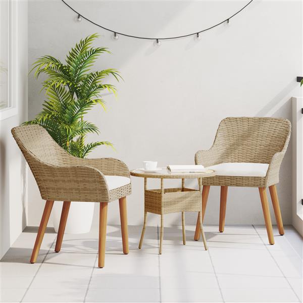 Grote foto vidaxl tuinstoelen met kussens 2 stuks beige poly rattan tuin en terras tuinmeubelen