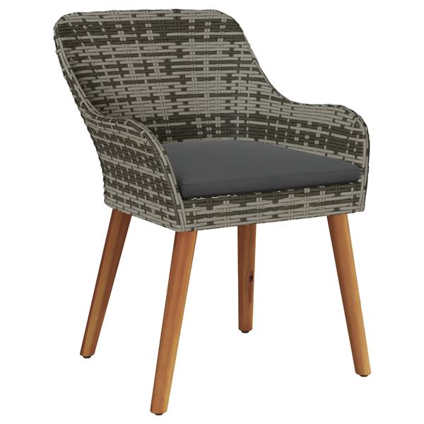 Grote foto vidaxl tuinstoelen met kussens 2 stuks grijs poly rattan tuin en terras tuinmeubelen