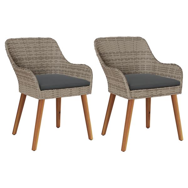 Grote foto vidaxl tuinstoelen met kussens 2 stuks zwart poly rattan tuin en terras tuinmeubelen