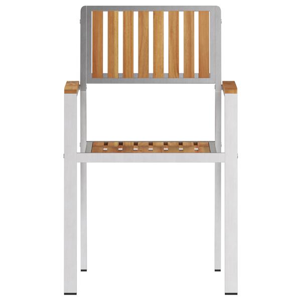 Grote foto vidaxl stapelbare tuinstoelen 2 stuks massief teakhout en rvs tuin en terras tuinmeubelen