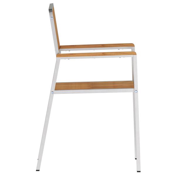 Grote foto vidaxl stapelbare tuinstoelen 2 stuks massief teakhout en rvs tuin en terras tuinmeubelen