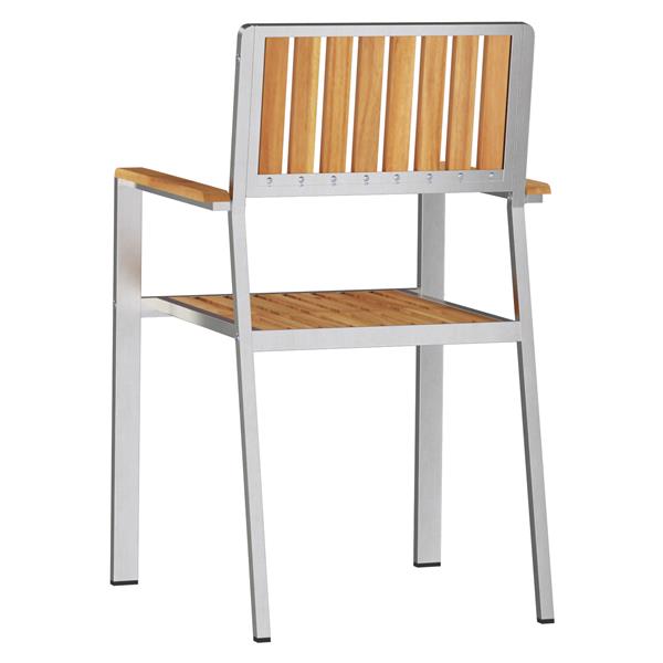 Grote foto vidaxl stapelbare tuinstoelen 2 stuks massief teakhout en rvs tuin en terras tuinmeubelen