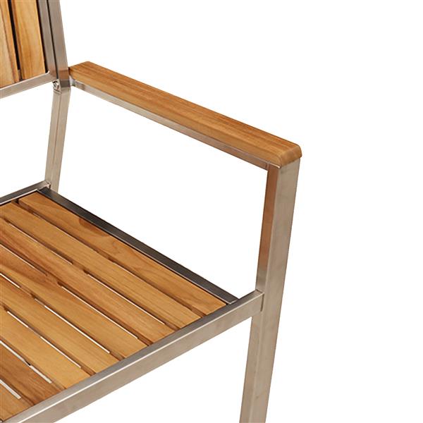 Grote foto vidaxl stapelbare tuinstoelen 2 stuks massief teakhout en rvs tuin en terras tuinmeubelen