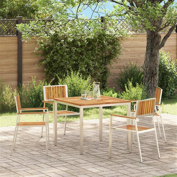 Grote foto vidaxl stapelbare tuinstoelen 4 stuks massief acaciahout en rvs tuin en terras tuinmeubelen