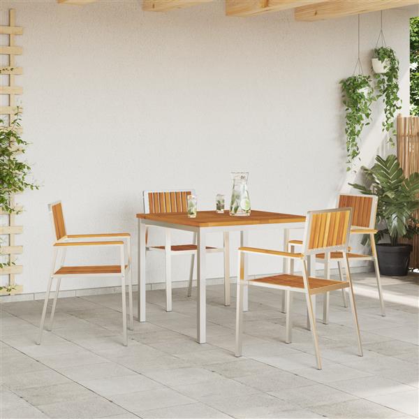 Grote foto vidaxl stapelbare tuinstoelen 4 stuks massief acaciahout en rvs tuin en terras tuinmeubelen