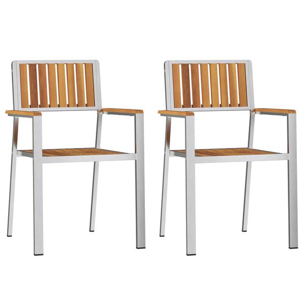 Grote foto vidaxl stapelbare tuinstoelen 2 stuks van massief acaciahout en rvs tuin en terras tuinmeubelen