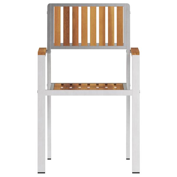 Grote foto vidaxl stapelbare tuinstoelen 2 stuks van massief acaciahout en rvs tuin en terras tuinmeubelen