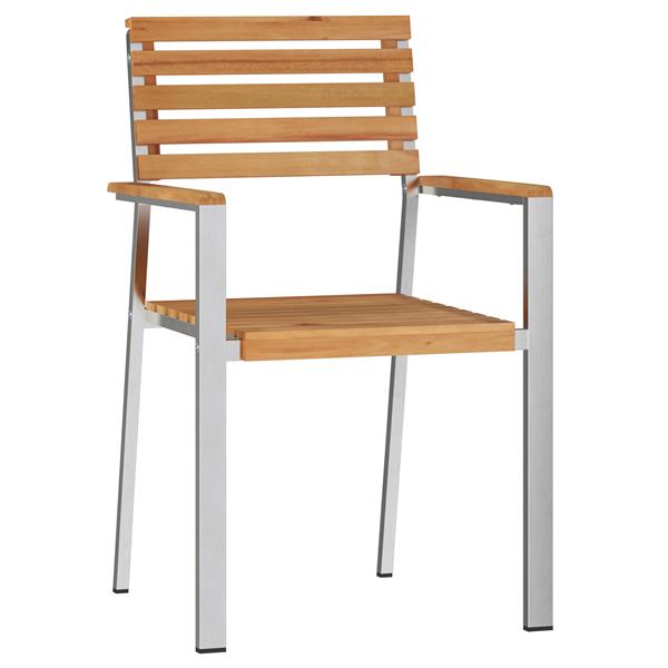 Grote foto vidaxl stapelbare tuinstoelen 2 stuks teakhouten en rvs tuin en terras tuinmeubelen