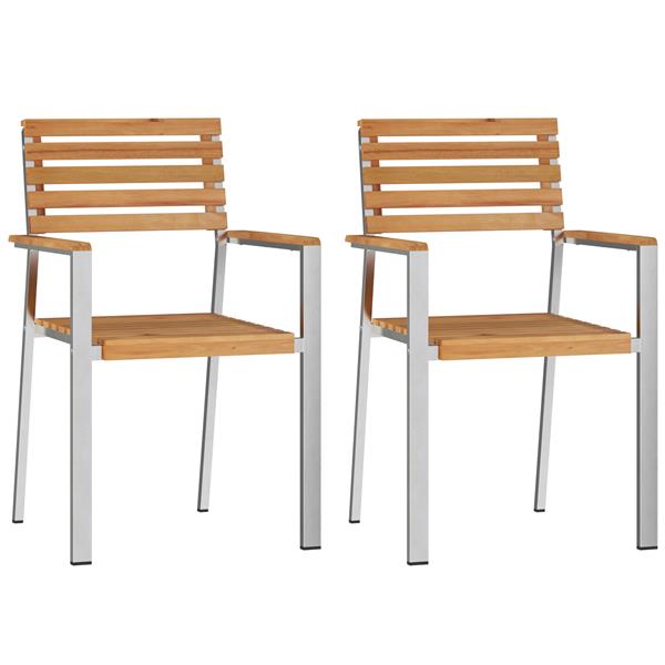 Grote foto vidaxl stapelbare tuinstoelen 2 stuks teakhouten en rvs tuin en terras tuinmeubelen