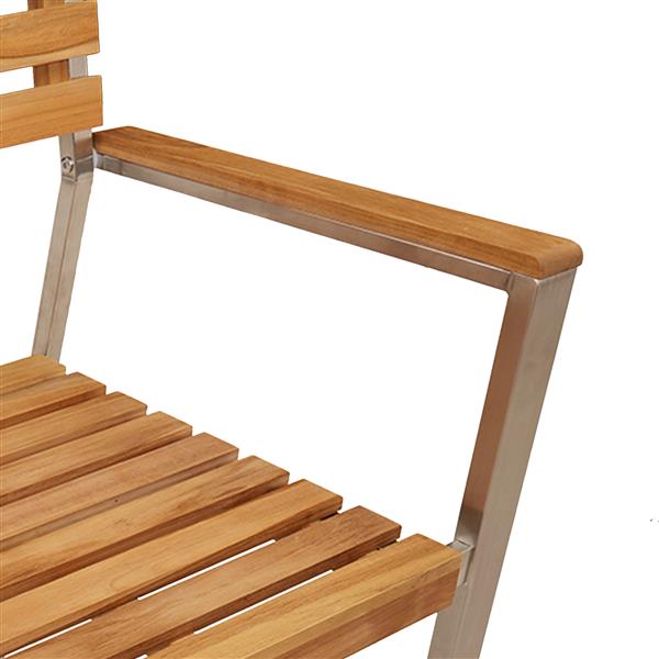Grote foto vidaxl stapelbare tuinstoelen 2 stuks teakhouten en rvs tuin en terras tuinmeubelen