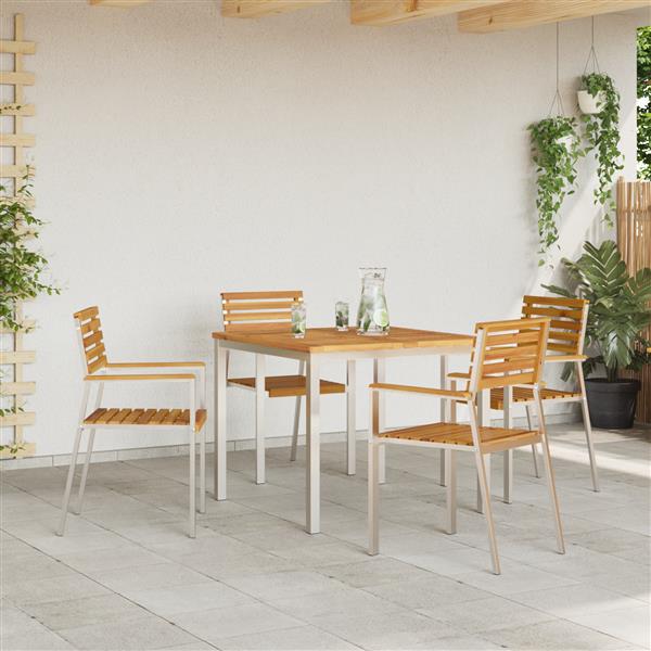 Grote foto vidaxl stapelbare tuinstoelen 4 stuks van massief acaciahout en roestvrij staal tuin en terras tuinmeubelen