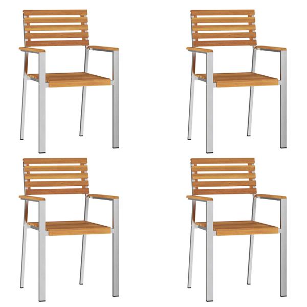 Grote foto vidaxl stapelbare tuinstoelen 4 stuks van massief acaciahout en roestvrij staal tuin en terras tuinmeubelen
