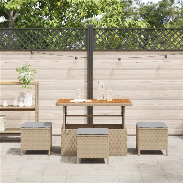 Grote foto vidaxl 4 delige tuinset met kussens poly rattan acaciahout beige tuin en terras tuinmeubelen