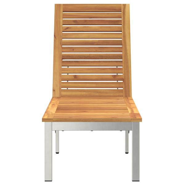Grote foto vidaxl ligbed met wielen 207x58x35 cm massief acaciahout en rvs tuin en terras tuinmeubelen