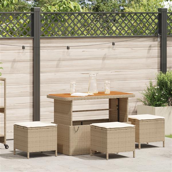 Grote foto vidaxl 4 delige tuinset met kussens poly rattan acaciahout beige tuin en terras tuinmeubelen