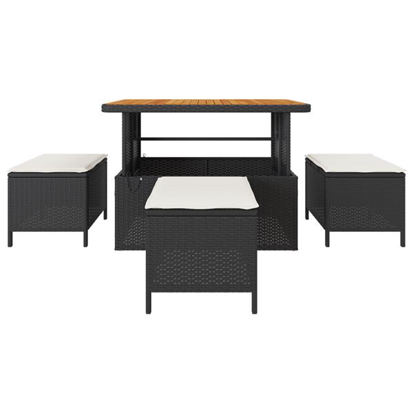 Grote foto vidaxl 4 delige tuinset met kussens poly rattan acaciahout zwart tuin en terras tuinmeubelen