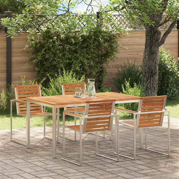 Grote foto vidaxl buiten eettafel 150x90x75 cm massief teakhout tuin en terras tuinmeubelen