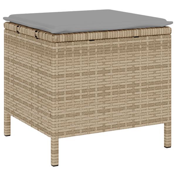 Grote foto vidaxl 3 delige tuinset met kussens poly rattan acaciahout beige tuin en terras tuinmeubelen