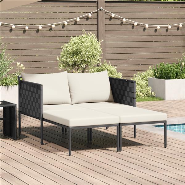 Grote foto vidaxl ligbed 2 persoons met kussens 115x153x69 5 cm staal antraciet tuin en terras tuinmeubelen