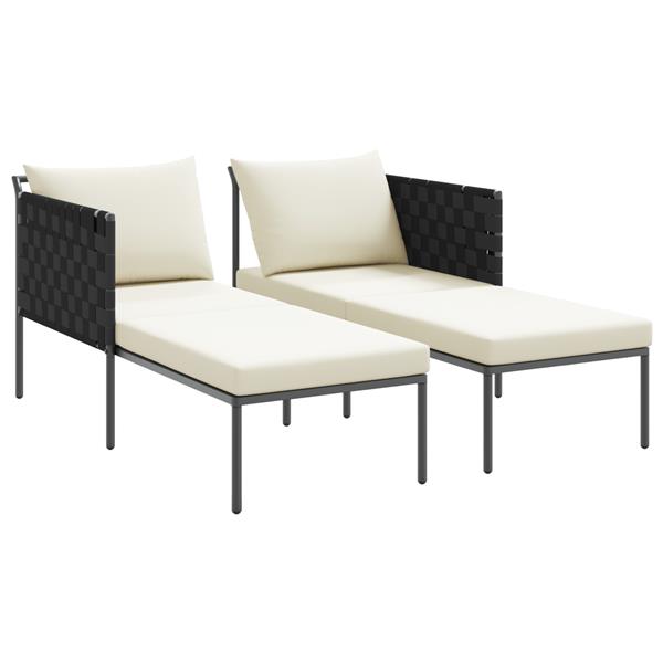 Grote foto vidaxl ligbed 2 persoons met kussens 115x153x69 5 cm staal antraciet tuin en terras tuinmeubelen